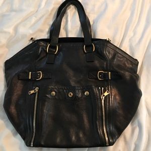 YSL black leather Downtown Tote