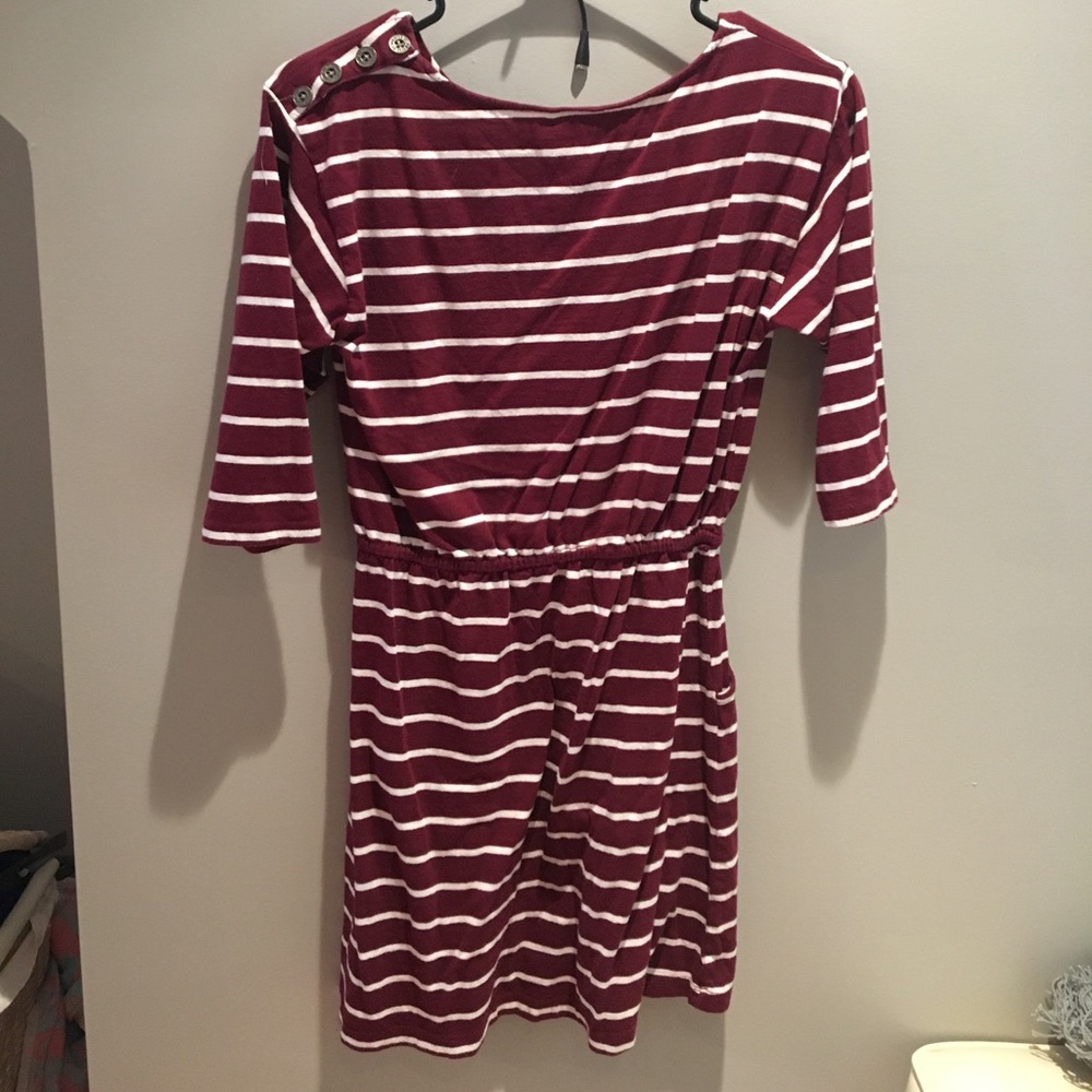 Maroon And White Stripped Forever 21 Short Dress