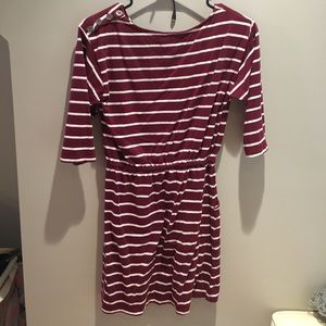 Maroon And White Stripped Forever 21 Short Dress