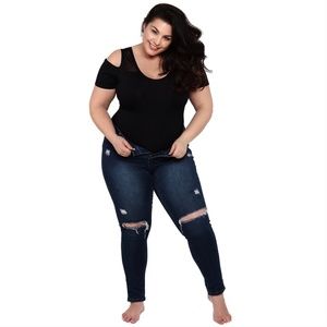 Plus size cold shoulder bodysuit L/XL