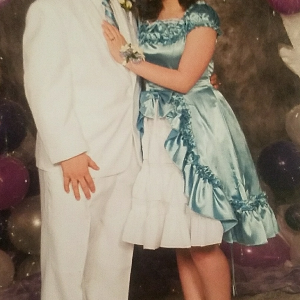 Blue and white two piece dress