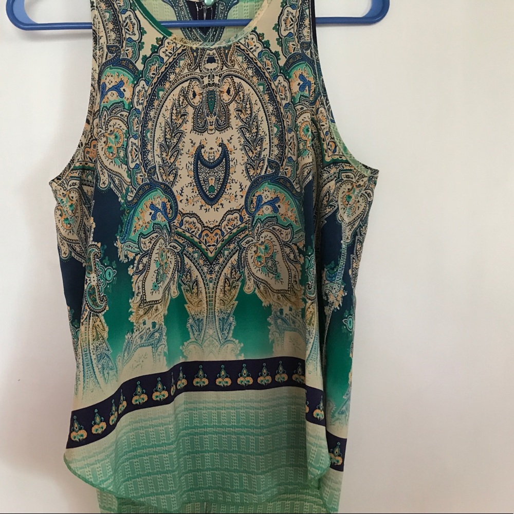 Multicolor silk sleeveless blouse
