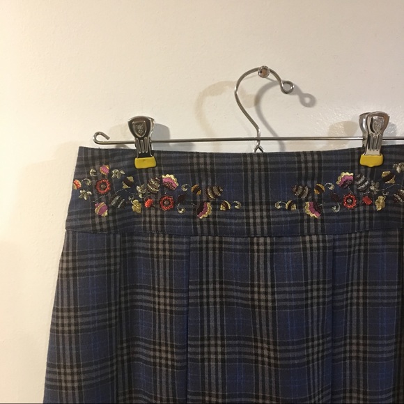 Oilily • Plaid Pleated Embroidered Wool Skirt - Picture 3 of 8
