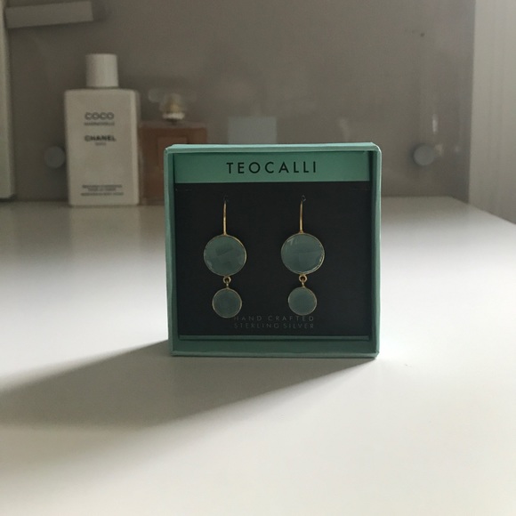 Turquoise gold plated sterling silver earrings - Picture 1 of 3