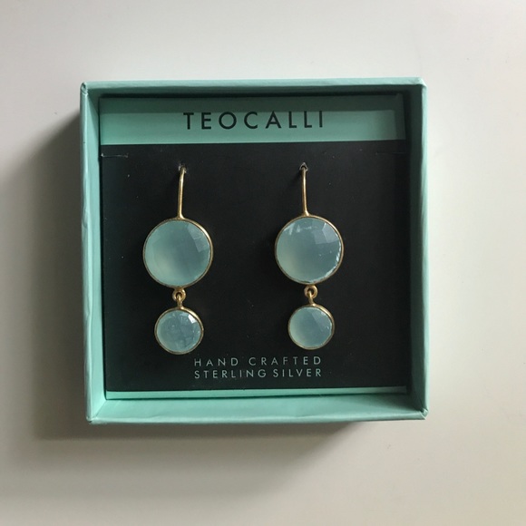 Turquoise gold plated sterling silver earrings - Picture 3 of 3