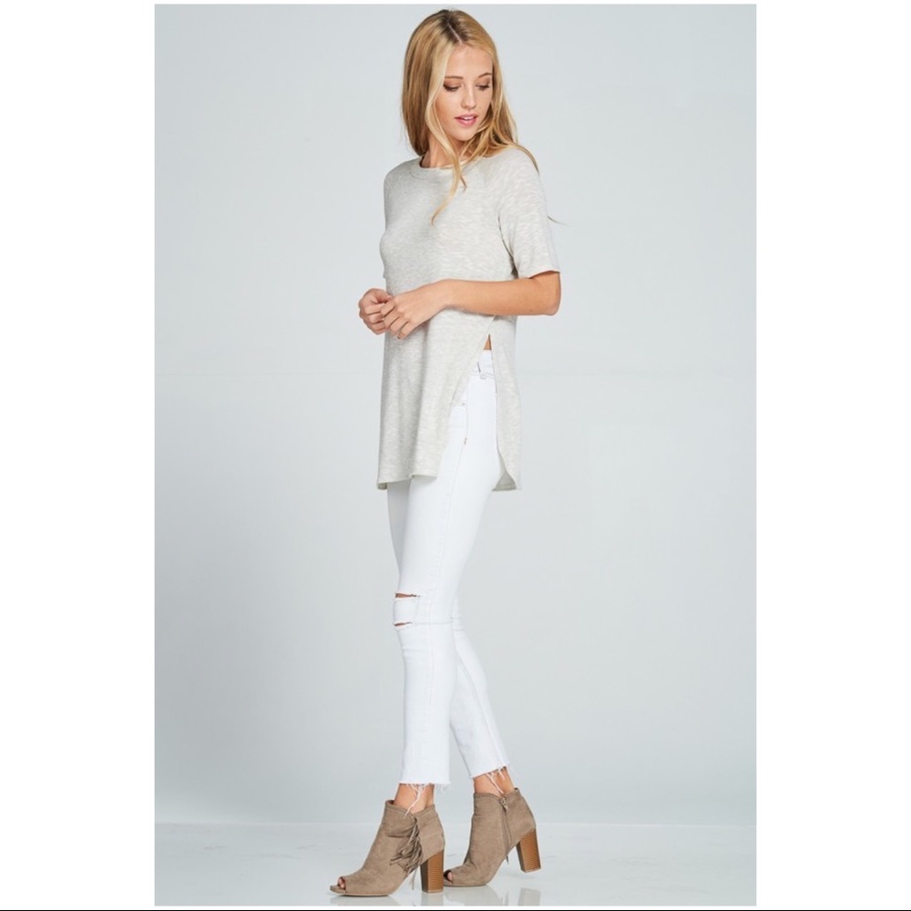 Split Side Open Back Tee - Picture 3 of 7