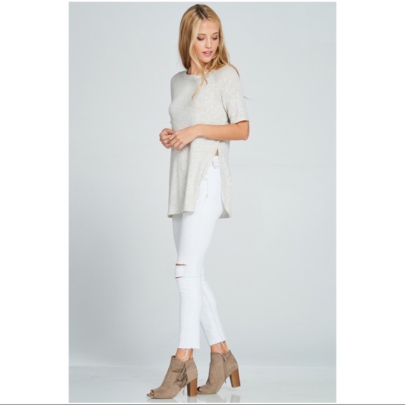 Split Side Open Back Tee - Picture 3 of 7