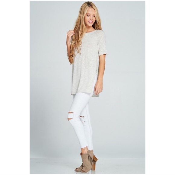 Split Side Open Back Tee - Picture 6 of 7