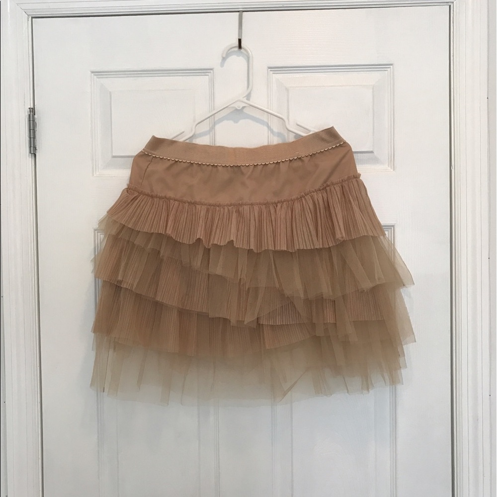 BCBGMAXAZRIA Tiered tulle ruffle skirt in Nude