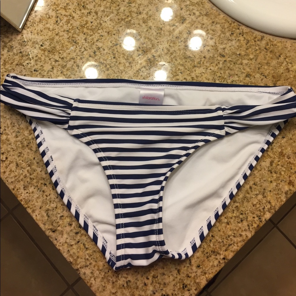 Navy and white striped bikini bottoms