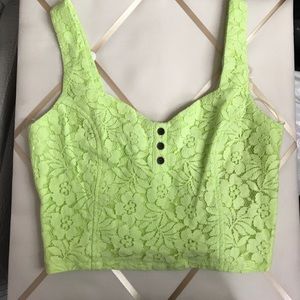 Neon green lace crop top CLEARANCE