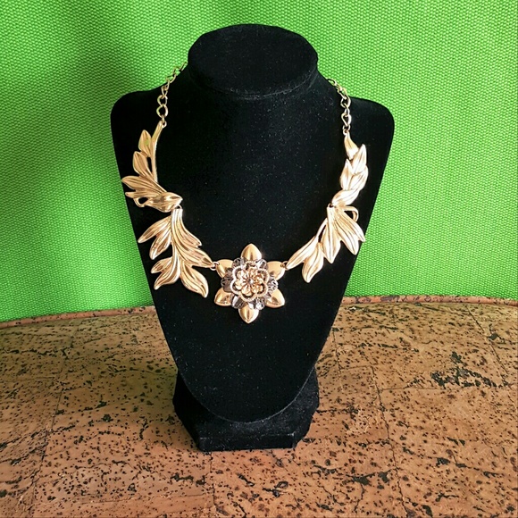 Jewelry - Statement Necklace with Mixed Metal Flower