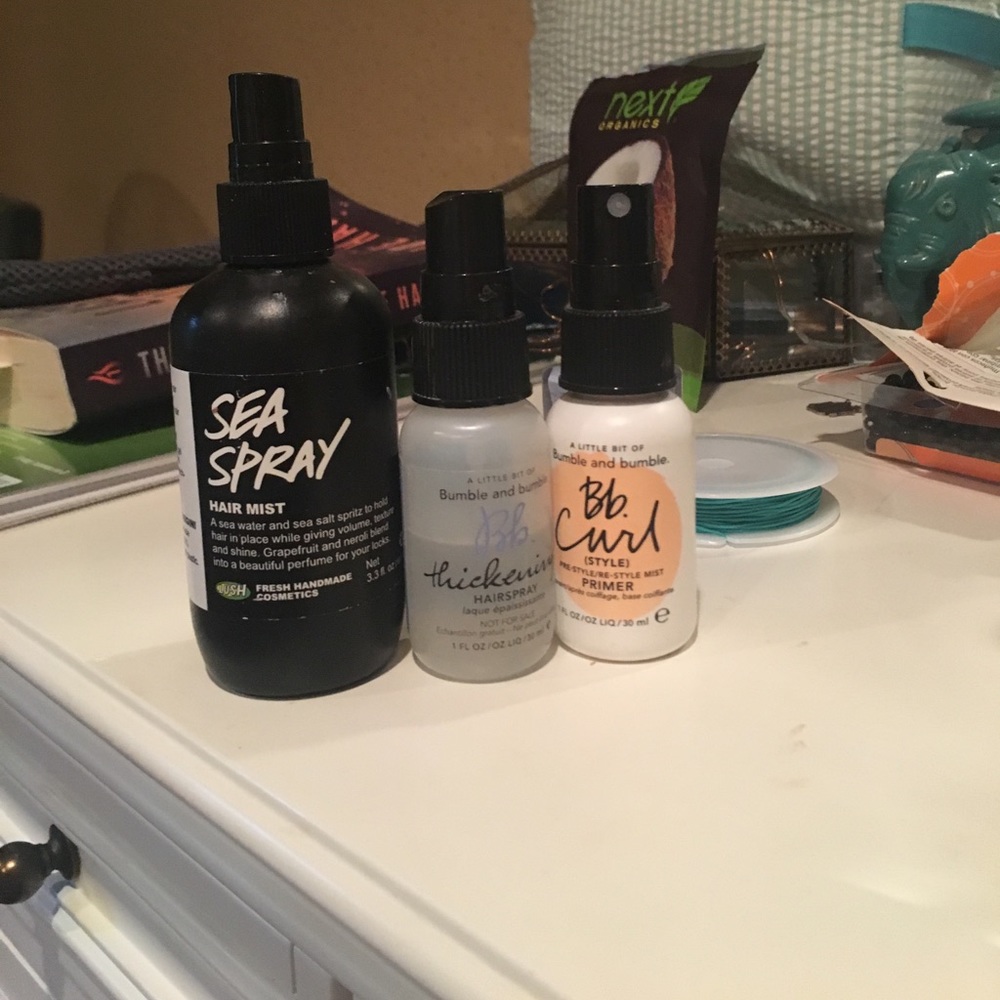 Lush sea spray, BB styling primer, and hairspray