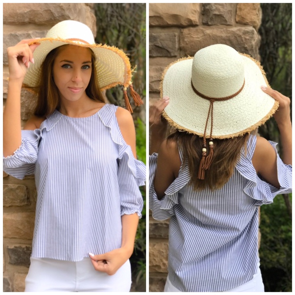 🌸Cream Boater Hat - Picture 2 of 3