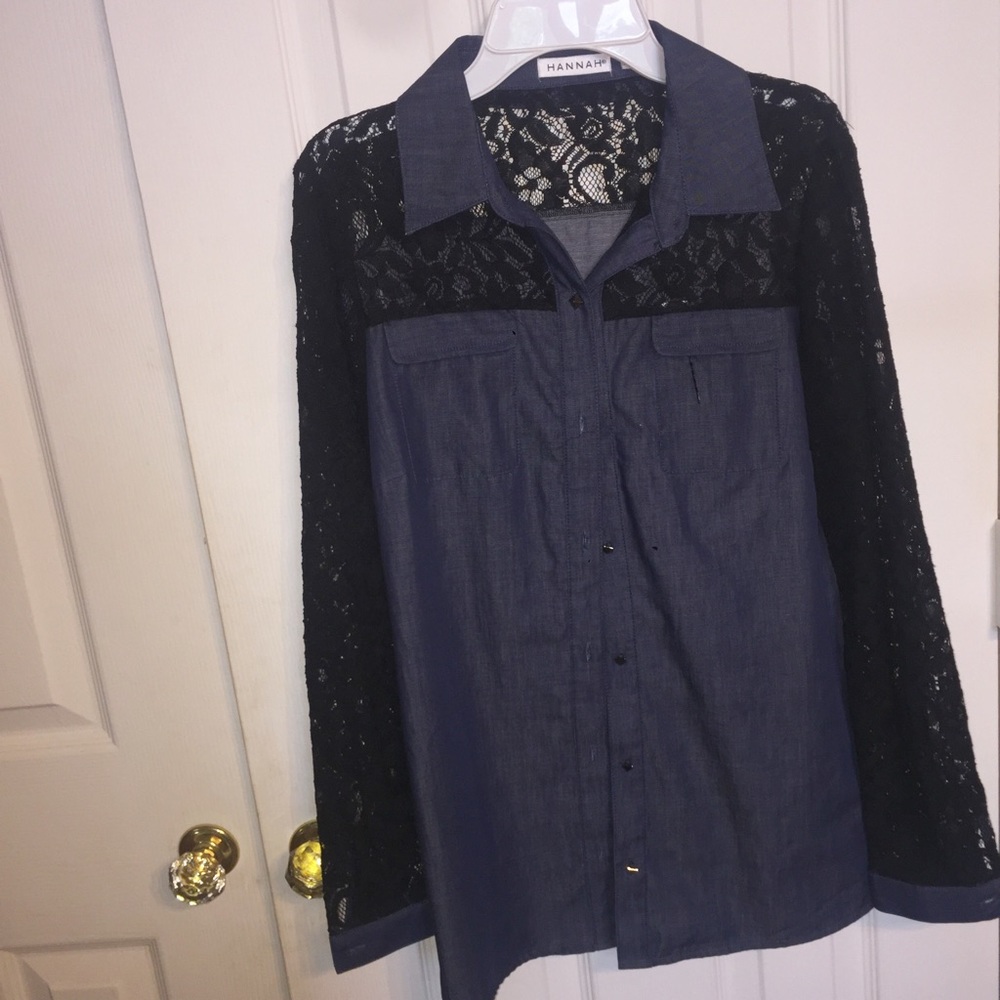 Lace Denim Long Sleeve Shirt 💕