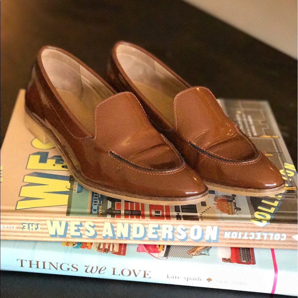 Everlane brown patent leather loafers