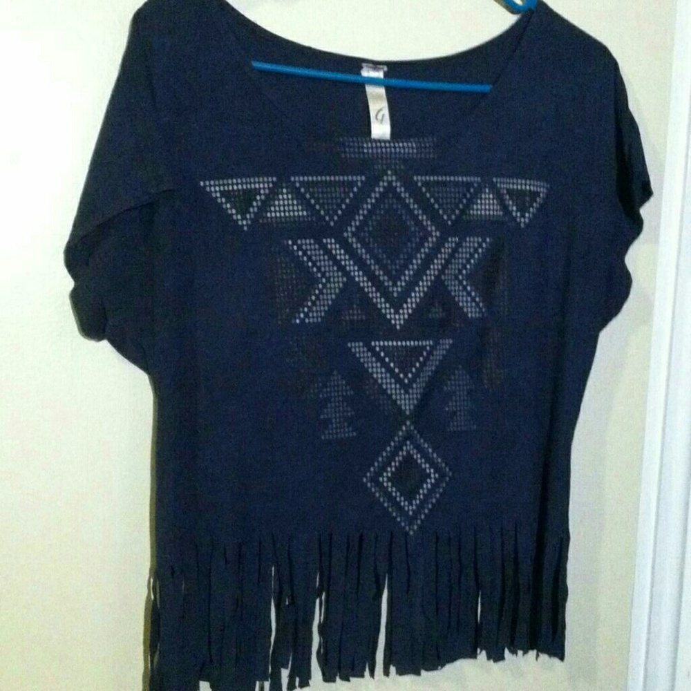 Suede tribal fringe crop top