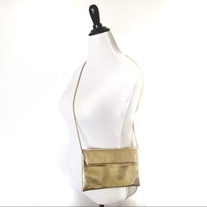 Vintage Italian gold leather clutch/crossbody