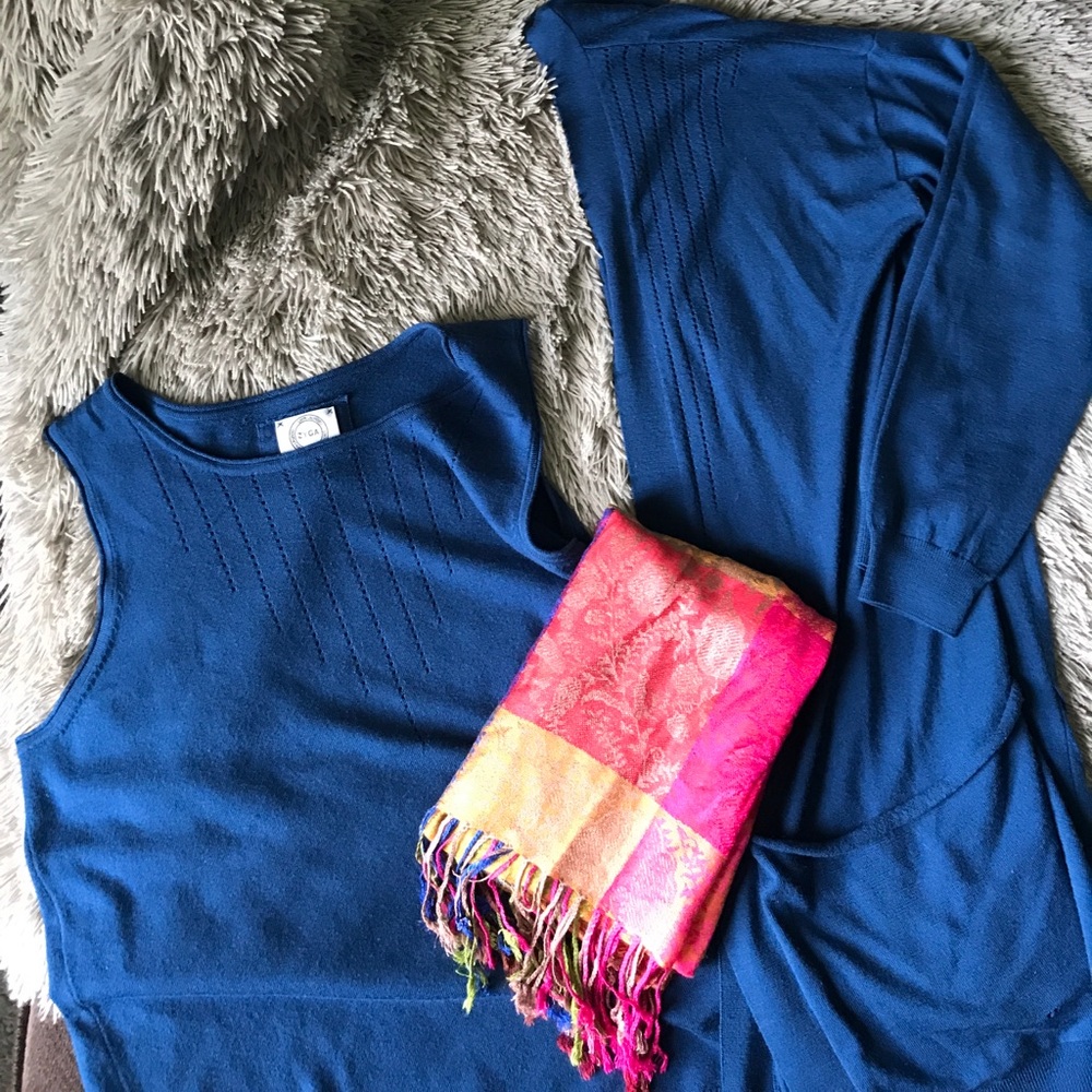 Selling three-piece set-scarf shell cardigan