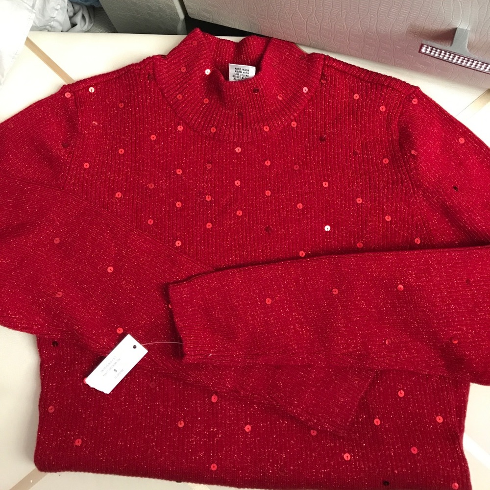 Turtleneck red sequin sweater