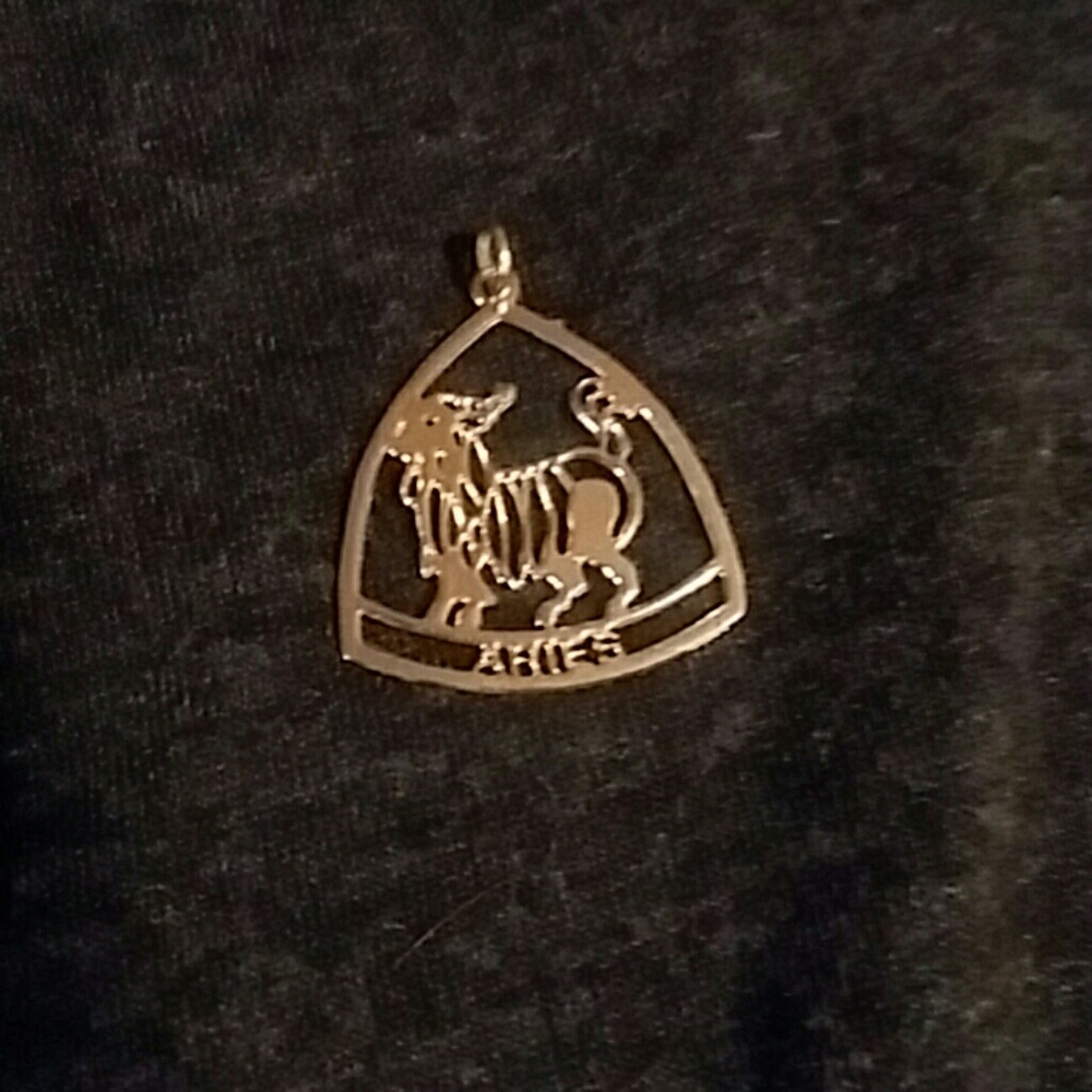 Aries zodiac charm pendant gold