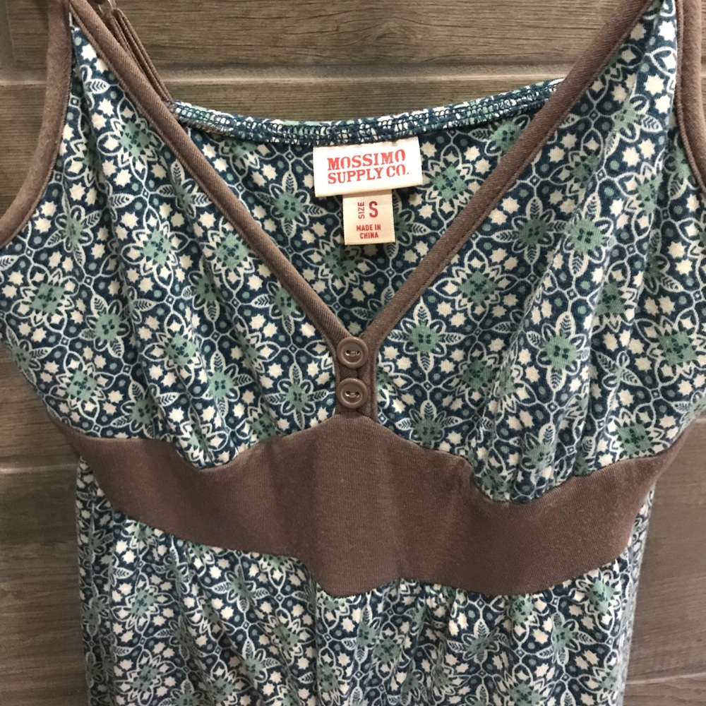 Tank dress w/ adjustable straps, geometric print
