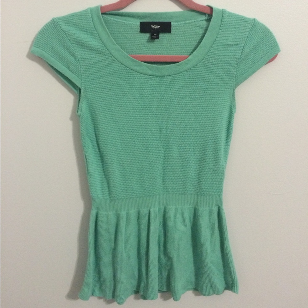 Light Green Turquoise Peplum Top