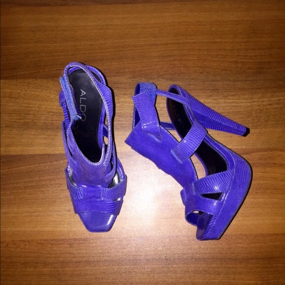 Blue Leather Aldo Python Gladiator Heels SZ 37-7 - Picture 2 of 4