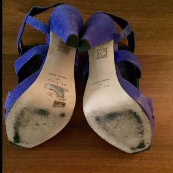 Blue Leather Aldo Python Gladiator Heels SZ 37-7 - Picture 3 of 4