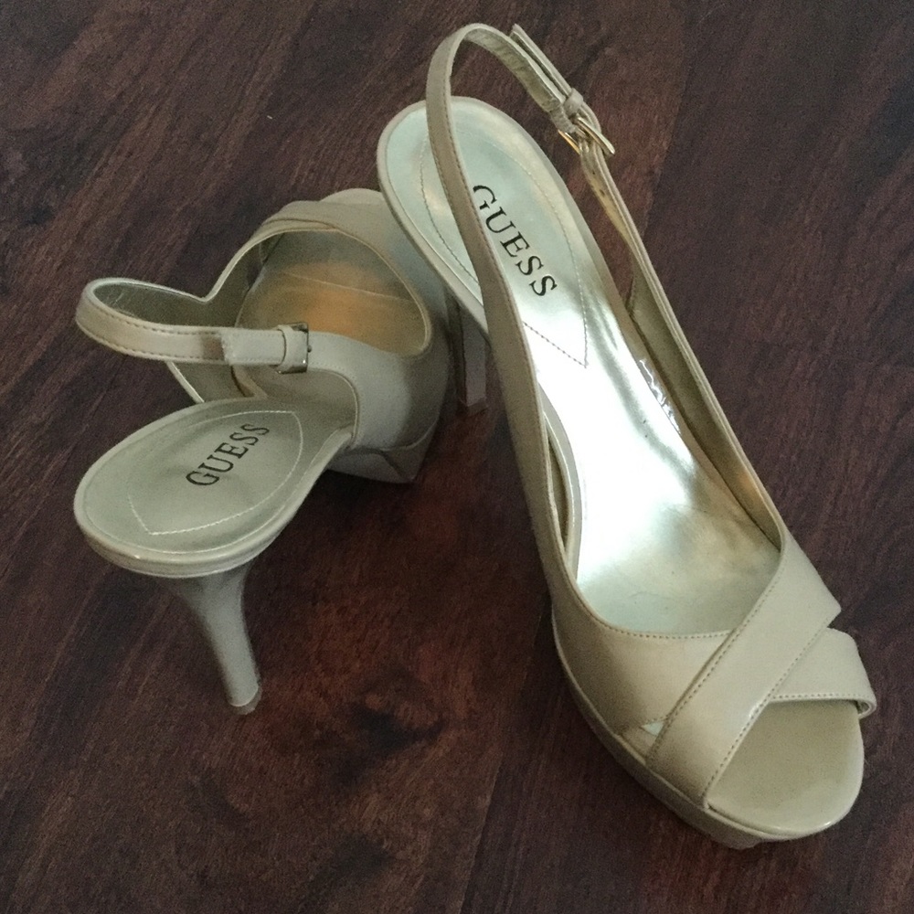 Guess nude sling back heels