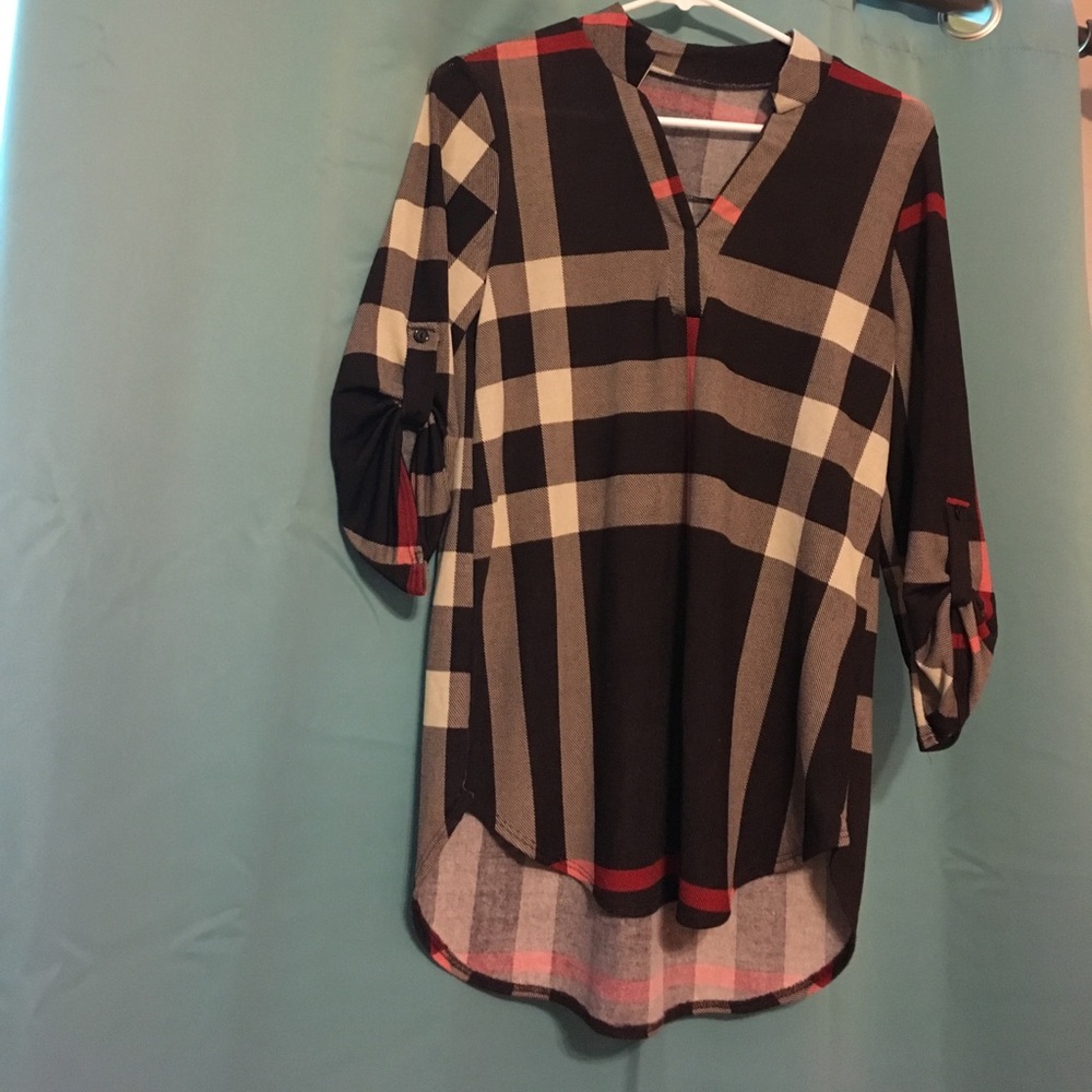 Chocolate plaid Stretch Tunic