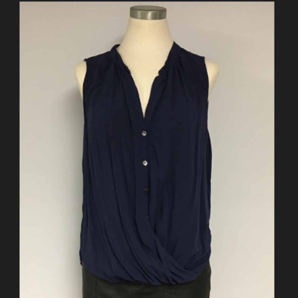 Navy Sleeveless Draped Top by Velvet