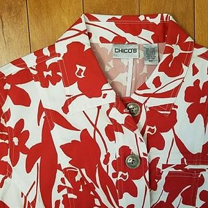 Chico's Jackets & Coats - Chico's Red & White Floral Print Jacket Chico's Jackets & Coats - Chico's Red & White Floral Print Jacket