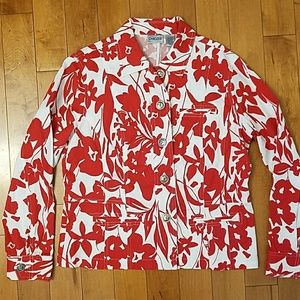 Chico's Jackets & Coats - Chico's Red & White Floral Print Jacket Chico's Jackets & Coats - Chico's Red & White Floral Print Jacket