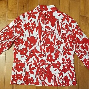 Chico's Jackets & Coats - Chico's Red & White Floral Print Jacket Chico's Jackets & Coats - Chico's Red & White Floral Print Jacket