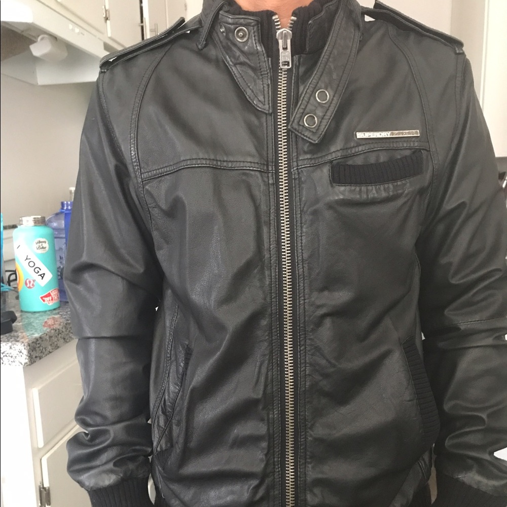 Superdry leather bomber jacket.