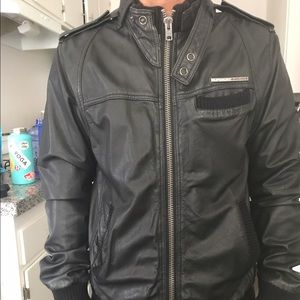 Superdry leather bomber jacket.