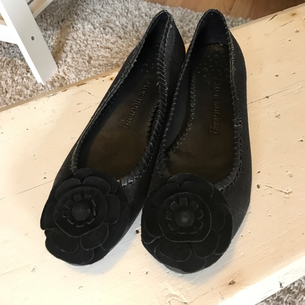 Jack Rogers Black Canvas Ballet Flats