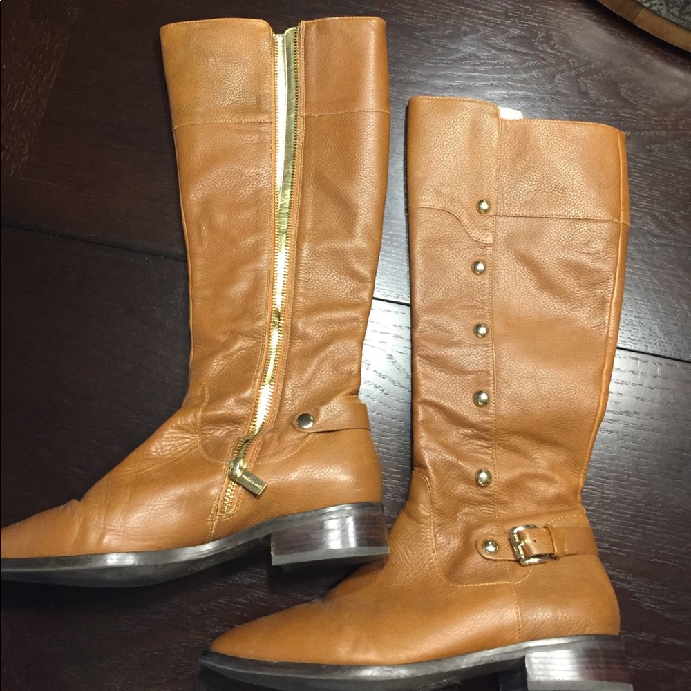 Michael Kors light brown leather riding boots