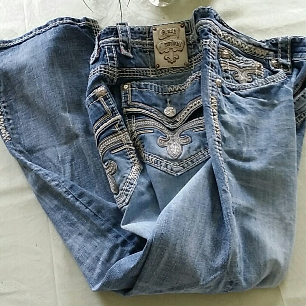 Mens Rock Revival 36L Jean's