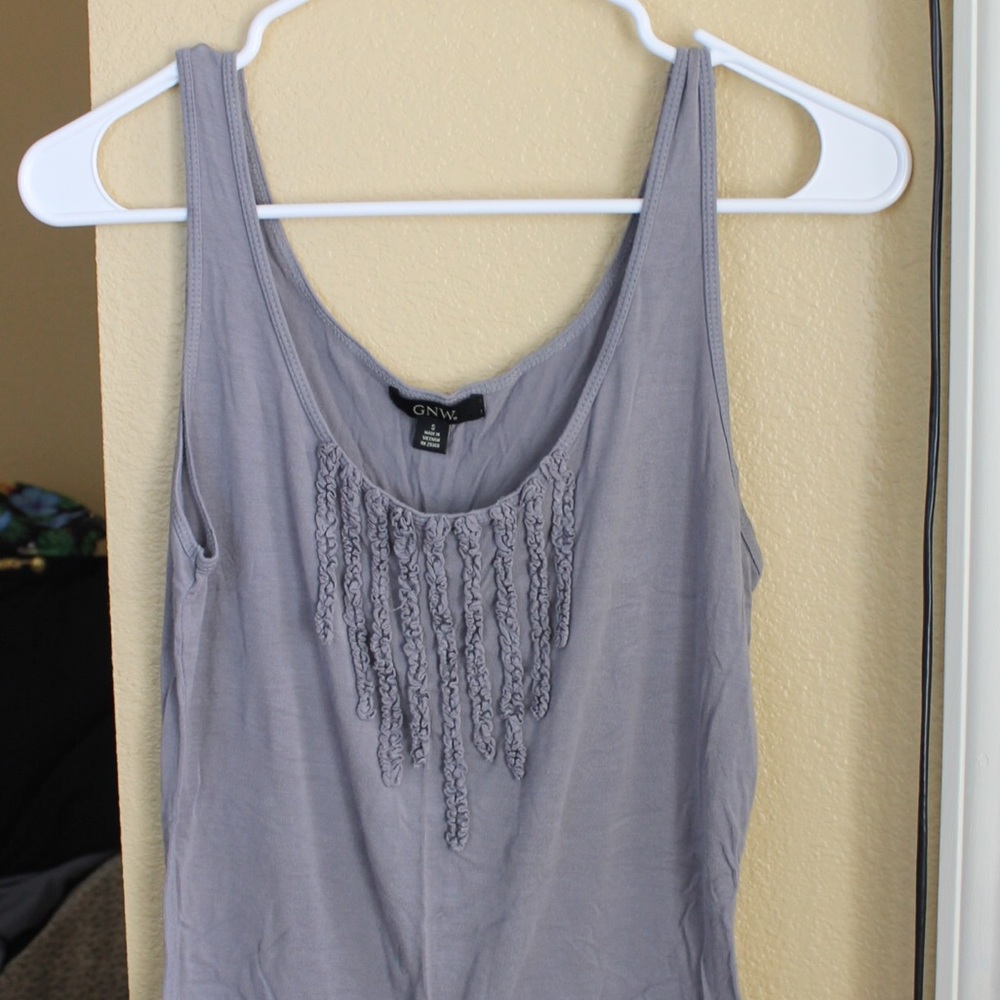 GNW Women's Gray Tank Top with Ruffles