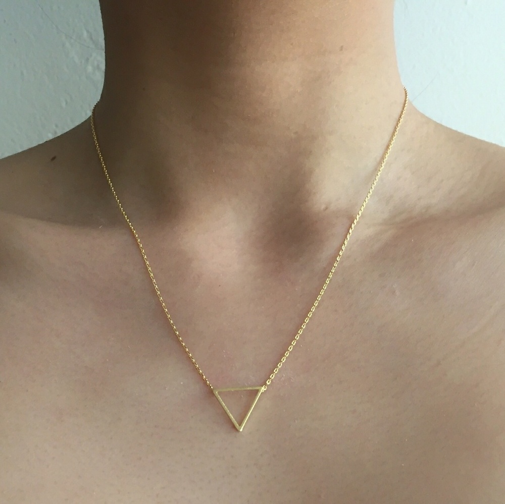 Dainty Geometric Gold Triangle Necklace