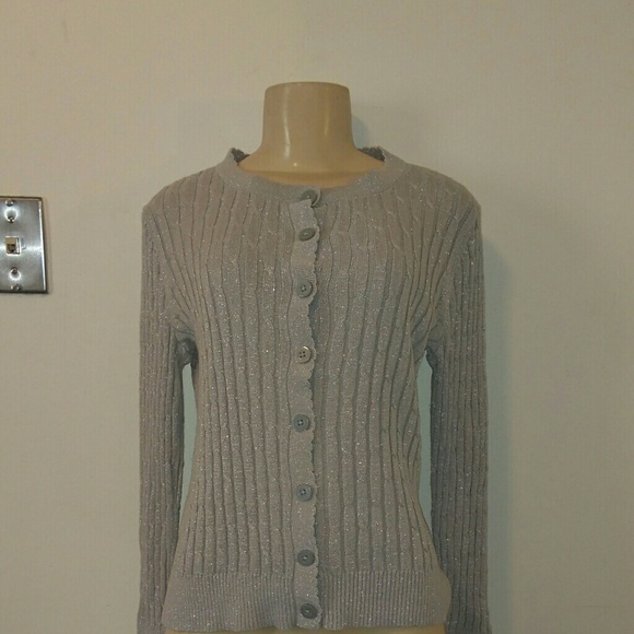 Laura Scott Sweaters - Silver gray medium Laura Scott cardigan sweater.