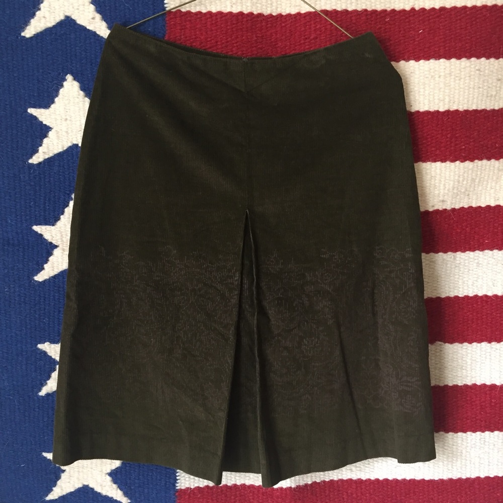 Barney's New York Olive Courduroy Skirt