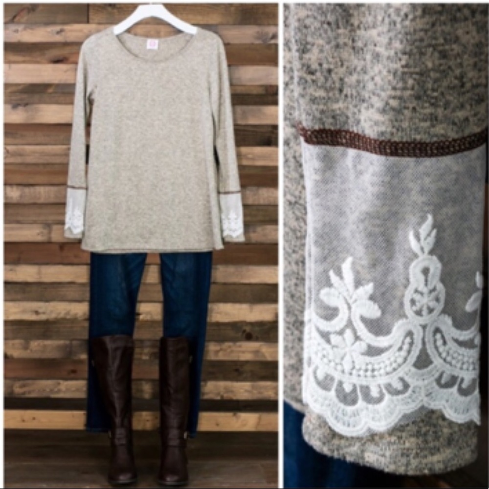 Grey Lace Long Sleeve