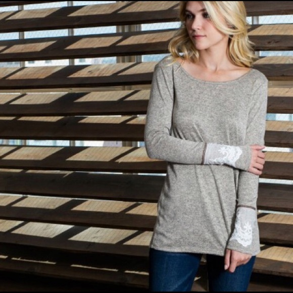 Grey Lace Long Sleeve - Picture 2 of 3