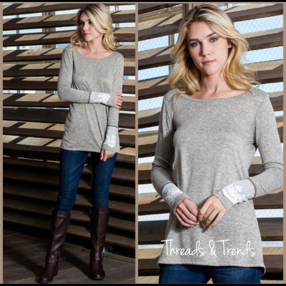 Grey Lace Long Sleeve - Picture 3 of 3