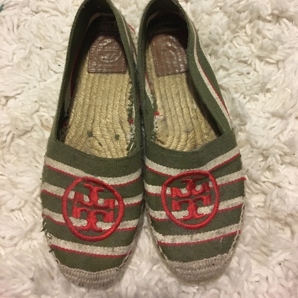 Tory Burch espadrilles green tan red