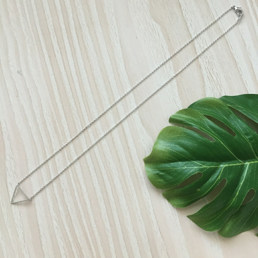 Dainty Geometric Silver Triangle Necklace