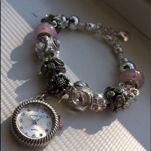 Pandora-Like Charm Bracelet with Clock